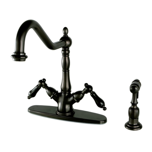 KS1235PKLBS 8" Centerset Deck Mnt Kitchen Faucet W/Brass Sprayer, Brnz